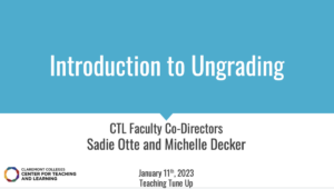Intro to Ungrading by CTL faculty co-directors