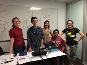 First cohort of Hixon Fellows: Emily Chittick (PO'17), Joshua Lam (HMC'17), Lillian Liang (HMC'18), Anjaneya Malpani (HMC'18), Lee Norgaard (HMC'18)