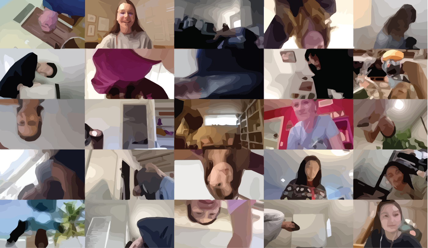 Grid of students on Zoom